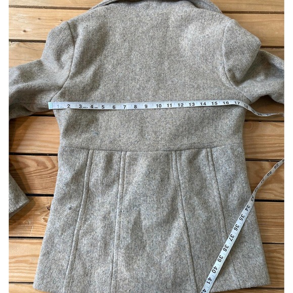MONTANACO Natural Tan Button Up Pea Coat Small - Picture 8 of 11